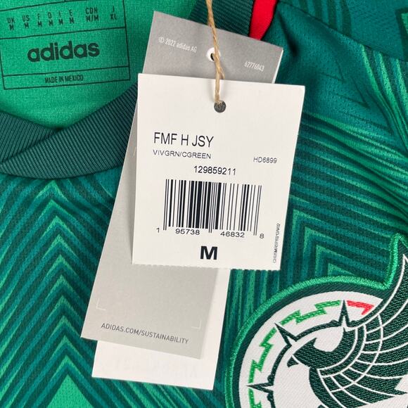 Adidas Men's Medium Green Mexico 2022 Short Sleeve Home Soccer Jersey HD6899 - Picture 5 of 14